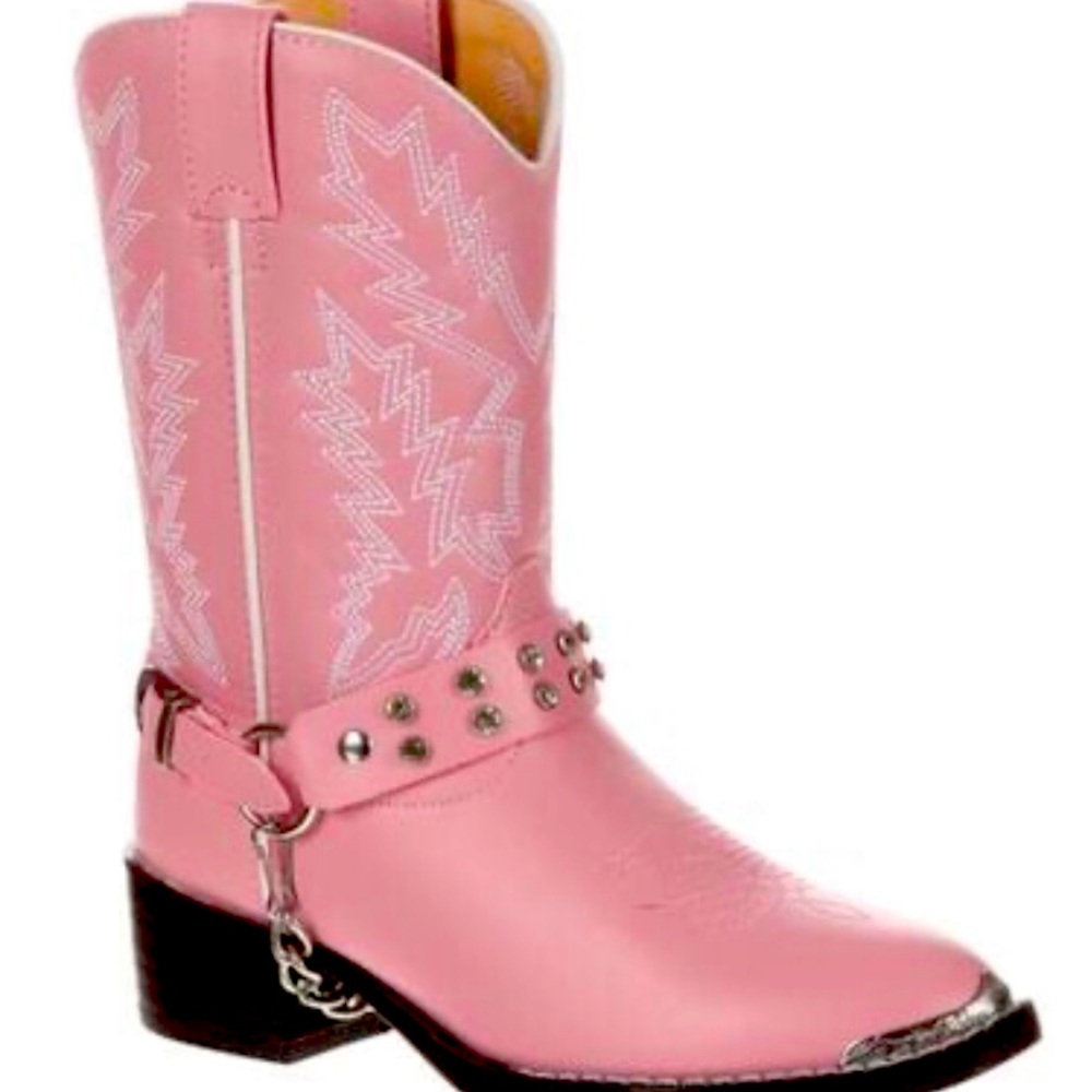 Girls PINK LEATHER DURANGO COWBOY COWGIRL BOOTS 2